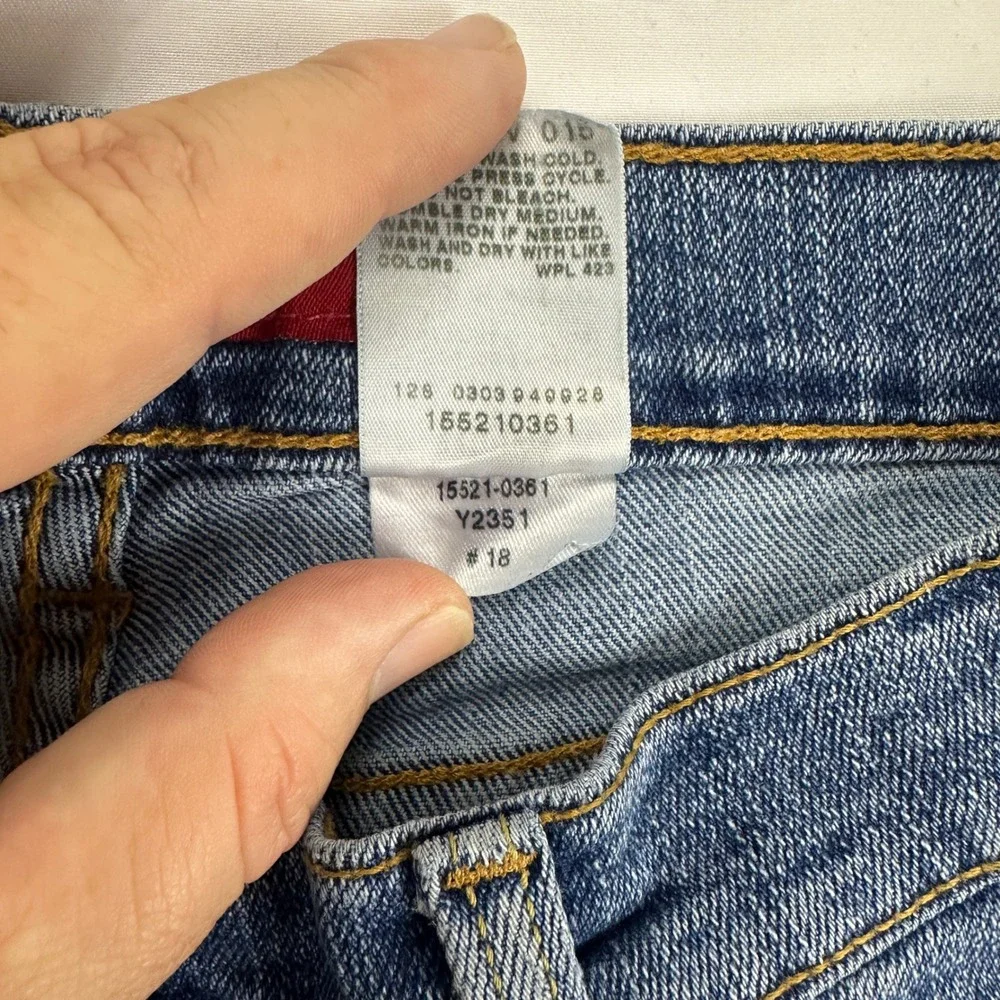 Levis 512 Slim Stretch Blue Jeans Fringe Hem High Rise Women's Size 12‎
